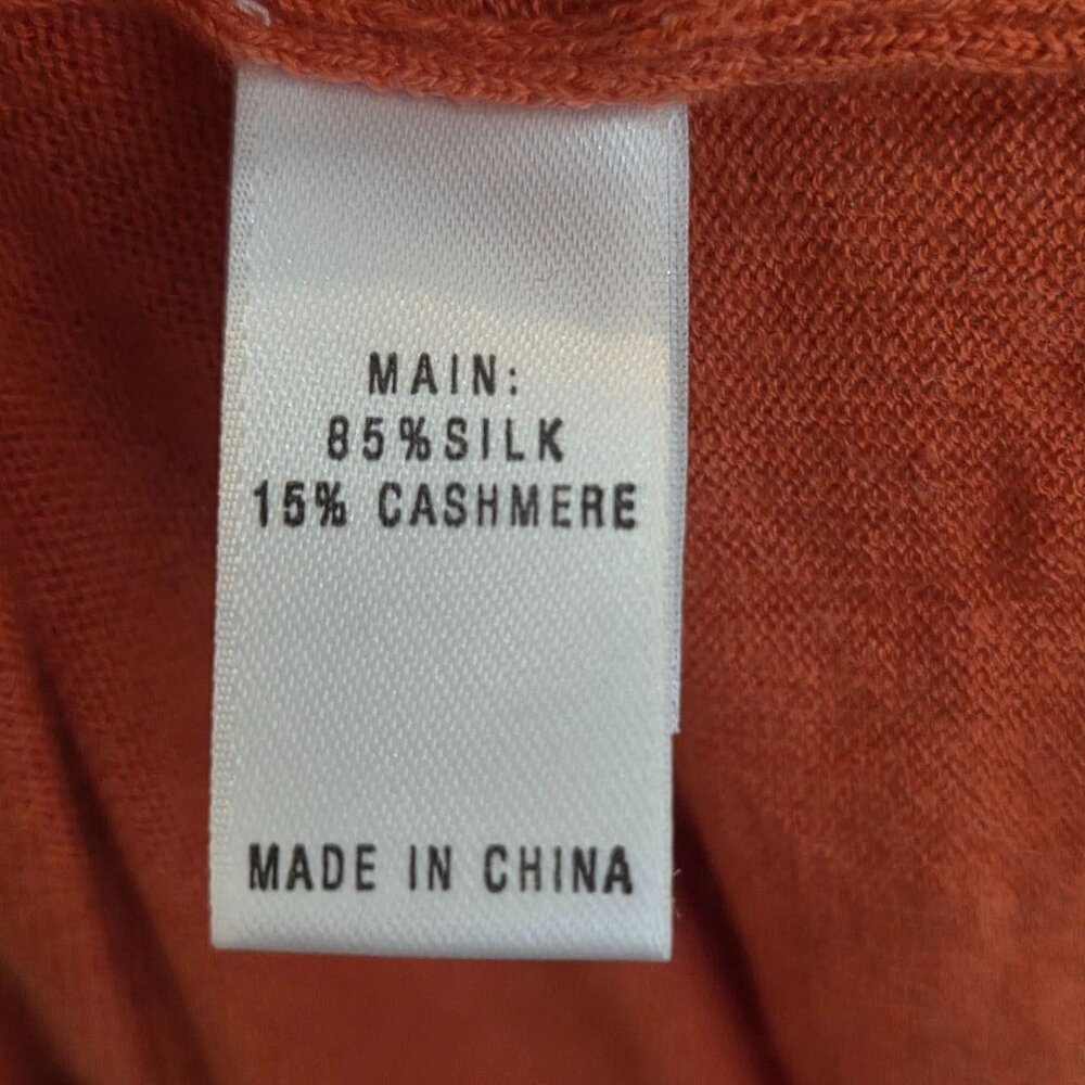 St. John Women's Orange Silk Cashmere Cardigan Sweater Long Sleeve Knit Top XL R - Picture 9 of 9